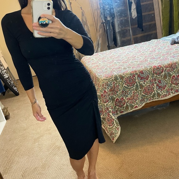 🇺🇸 MICHAEL STARS 3/4 sleeve MIDI Dress black - Picture 3 of 11